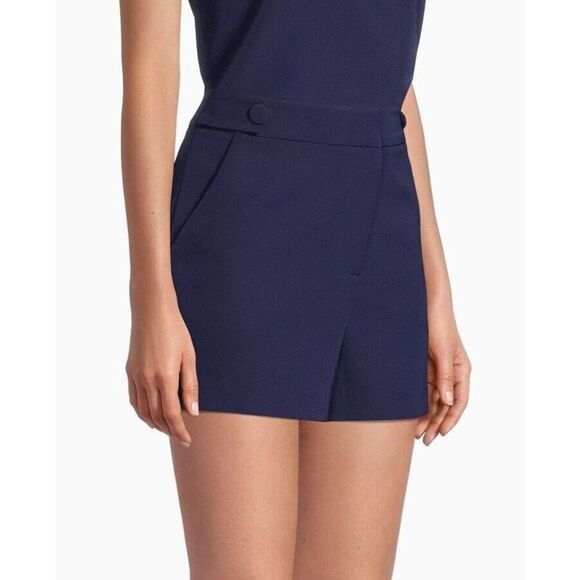 MILLY Aria Cady Sz 10 Button Tab Shorts Navy Blue - Picture 8 of 11